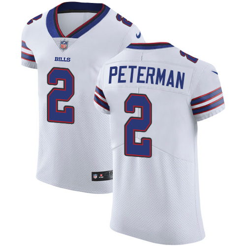 Nike Bills #2 Nathan Peterman White Men's Stitched NFL Vapor Untouchable Elite Jersey